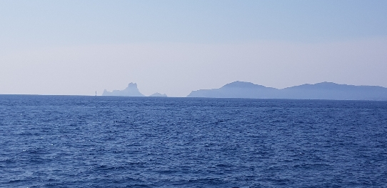 es vedra es vedranell y Atlantis seen from far in Formentera waters 